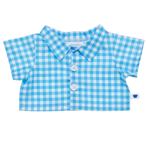 Blå gingham skjorte