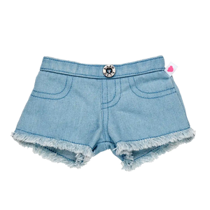 Denim shorts med fryns
